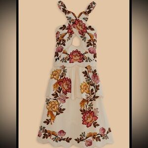 Farm rio sand leopards flowers cut out midi dress